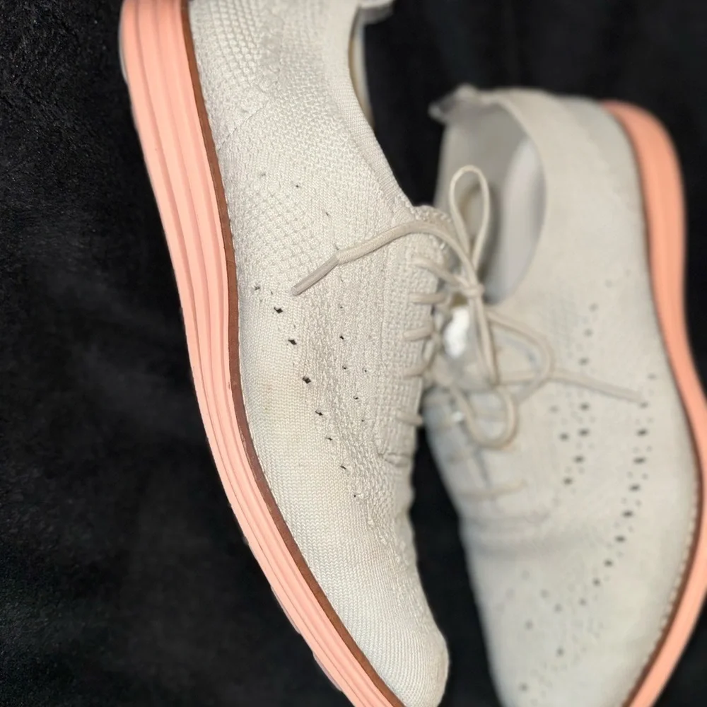 Cole Haan Cream and Pink Sneakers with Breathable Design